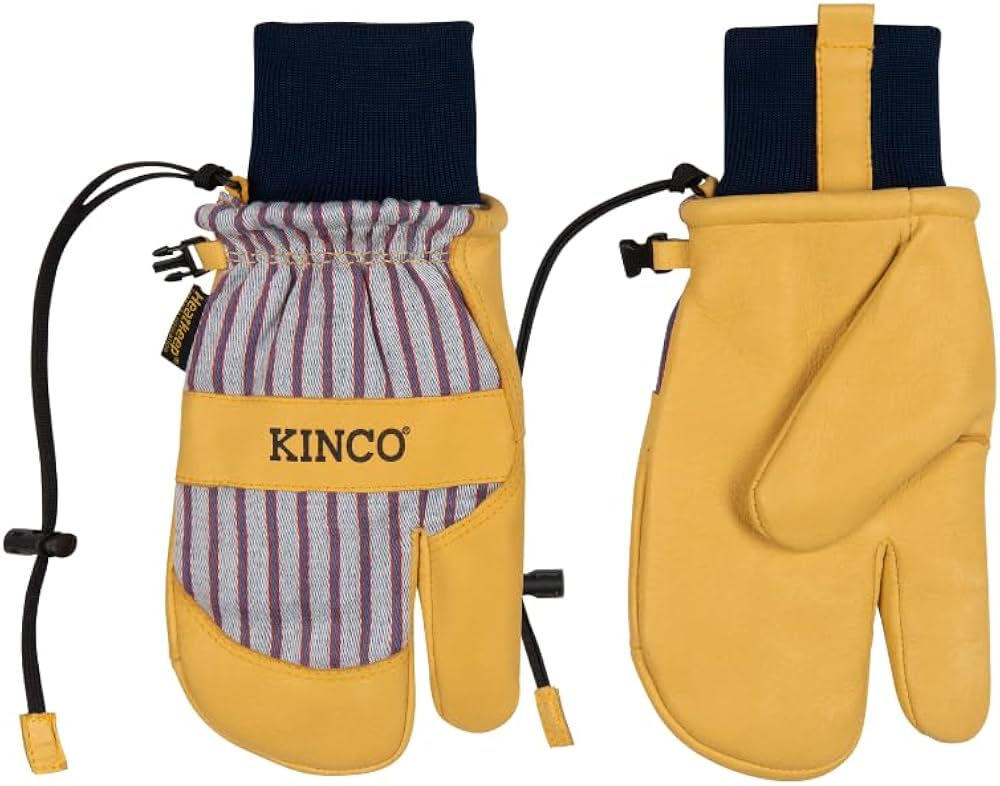 Kinco Lined Premium Grain Pigskin Lobster Ski Mitt With Omni-Cuff