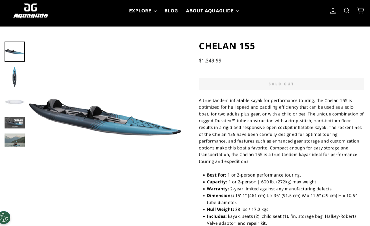 Aquaglide Chelan 155 Inflatable Kayak With Two Pumps
